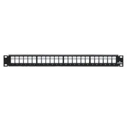 1RU 24-Port Flat QuickPort Patch Panel, Empty, Black