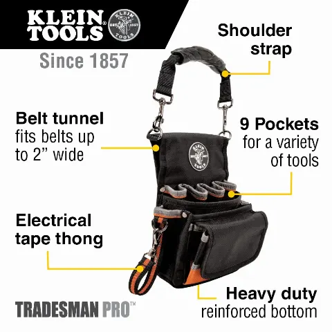 Tradesman Pro™ Tool Pouch, 9 Pockets, 9.5 x 7.5 x 9.5-Inch